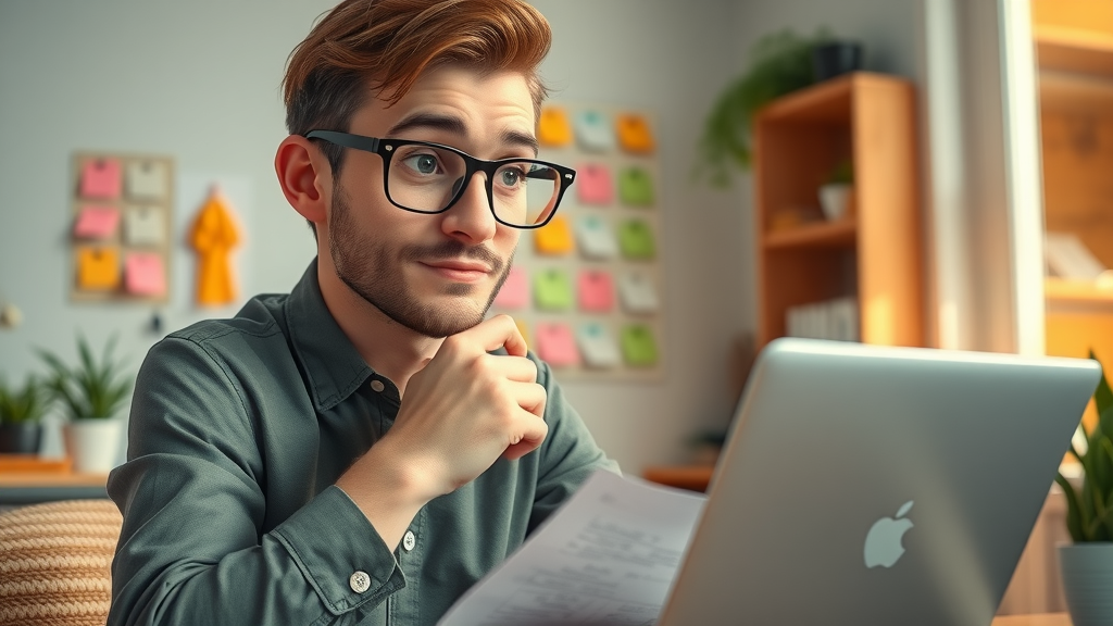 small business owner defining brand voice and customer avatar, brainstorming workspace, colorful sticky notes