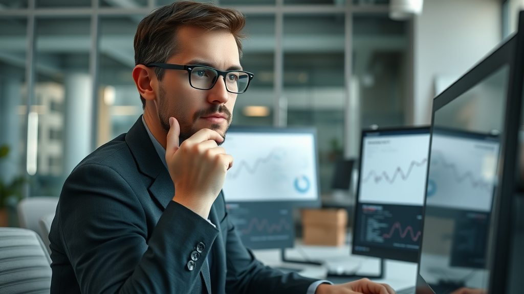 Marketing analyst reviewing targeting errors and data management reports