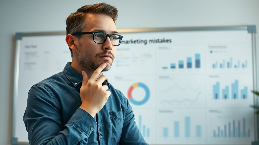 Entrepreneur reviewing and correcting content marketing mistakes for small business strategy