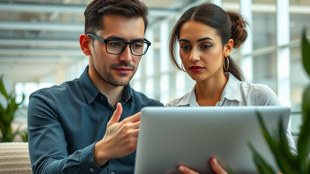 thoughtful professionals analyzing feedback at work in modern office