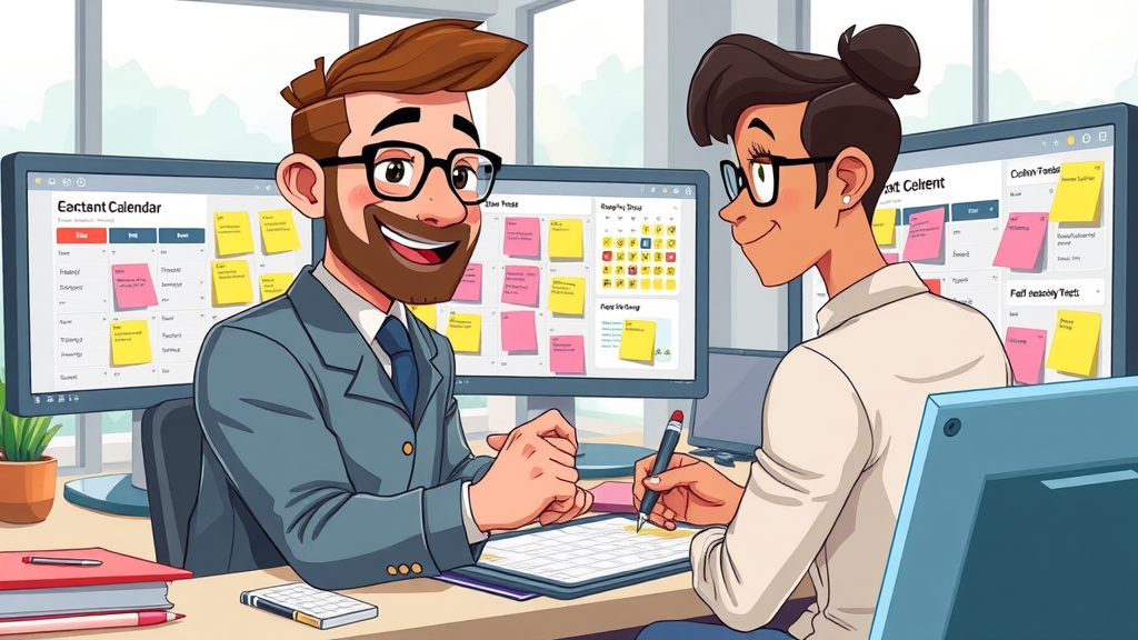 creative professional updating a video content calendar and planning successful video marketing releases