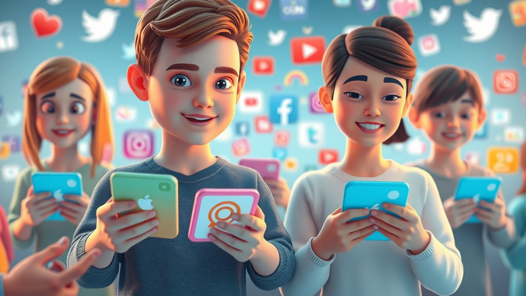 diverse social media platform interfaces, social media algorithms, digital interactions, platform icons, vibrant landscape, smartphones