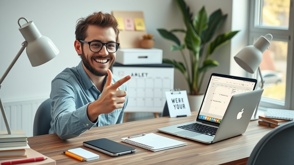 Marketer with digital content calendar for small business content strategy