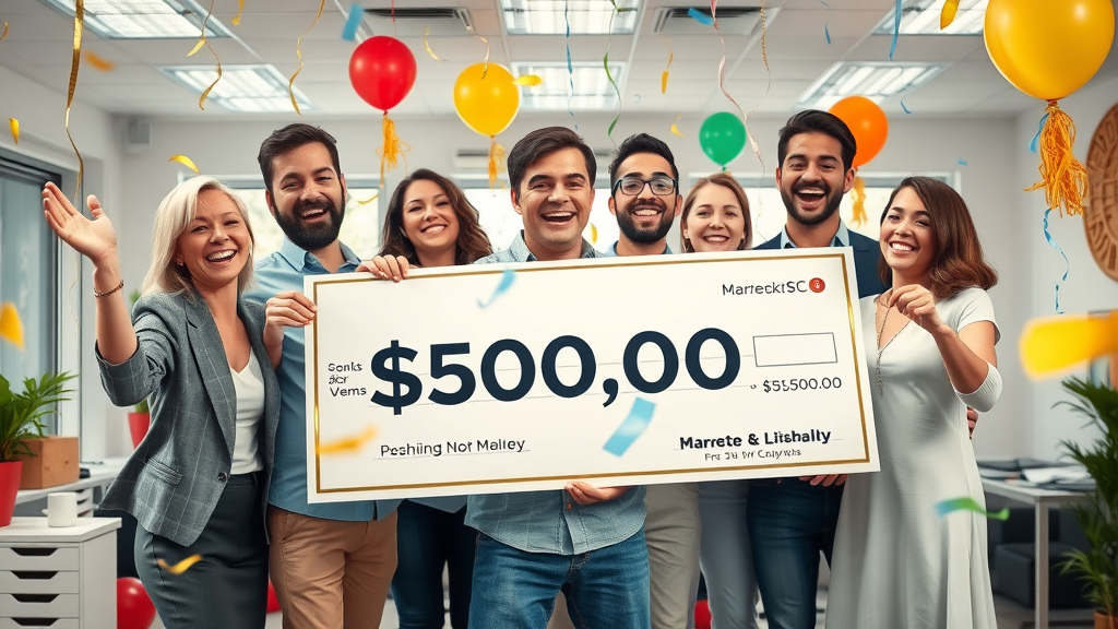financial achievement for small business growth - team celebrating $500,000 milestone