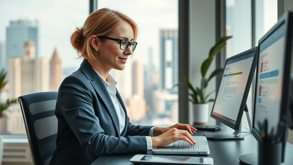 businesswoman responding to customer feedback over email, closing the feedback loop