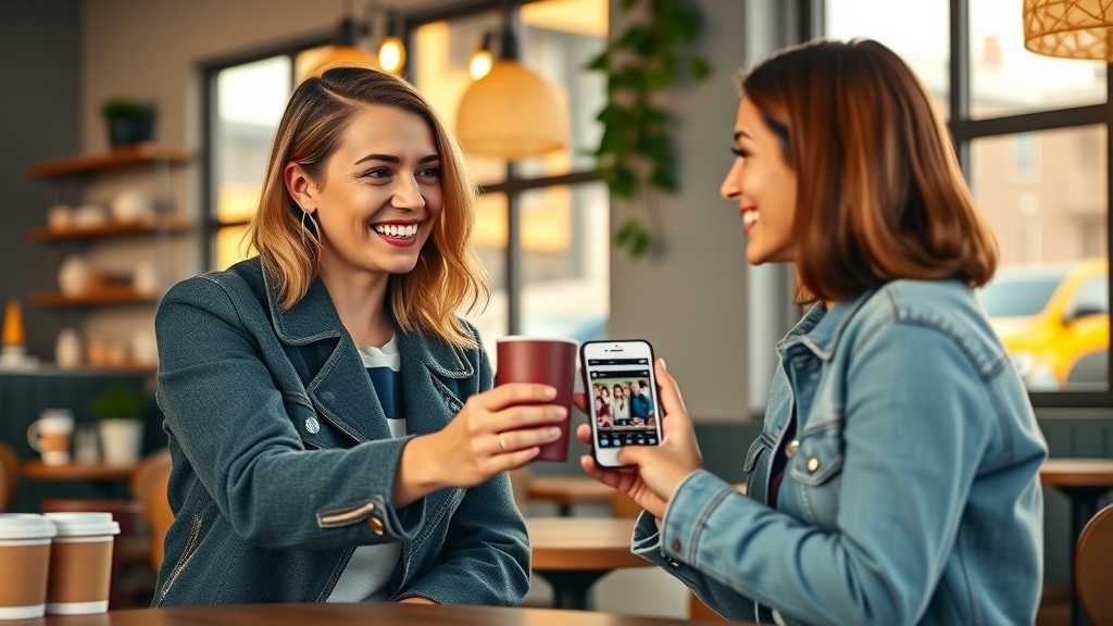 Micro-influencer and brand representative collaborating to increase social media followers on media platforms.