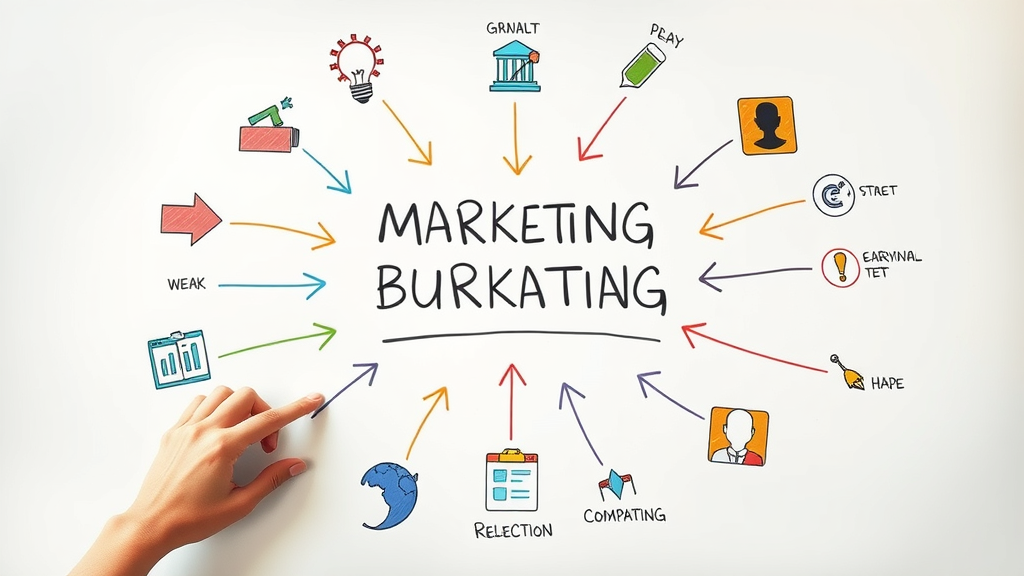 Diagram illustrating small business marketing fundamentals and interconnected strategies | small business marketing