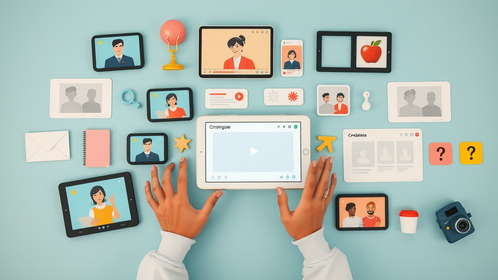 variety of dynamic digital marketing content types driving brand awareness including user videos, quizzes, and blogs