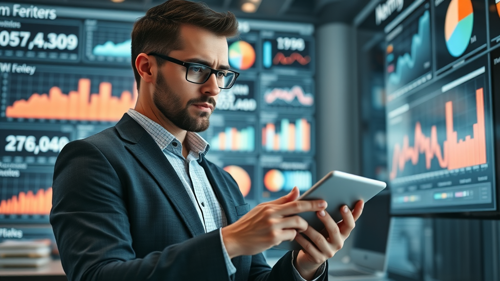Modern business analyst reviewing negative online review data