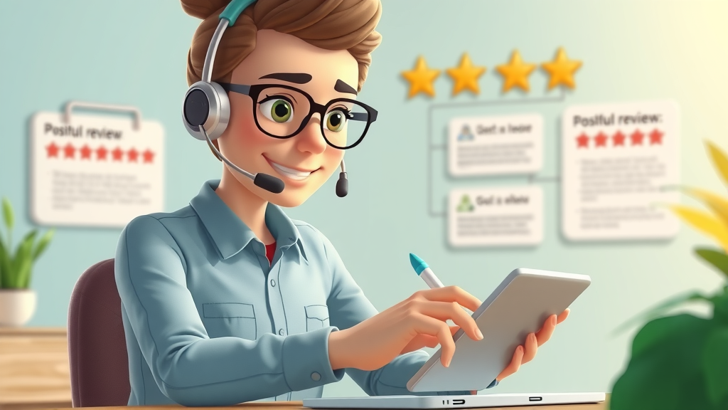 business review response tips customer service professional digital device workflow chart positive review digital