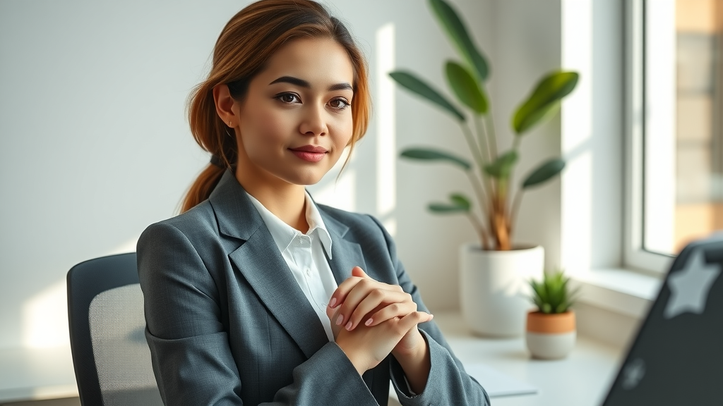 mindful businesswoman pausing and reflecting on feedback at work