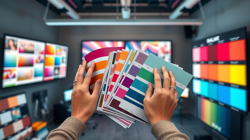 vibrant on-brand color palette samples, motion graphics overlays, creative moodboard for storytelling videos