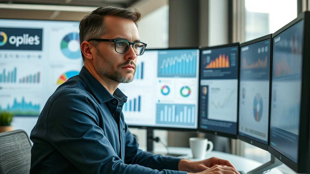 Strategic marketer analyzing data dashboard for social media platform video effectiveness
