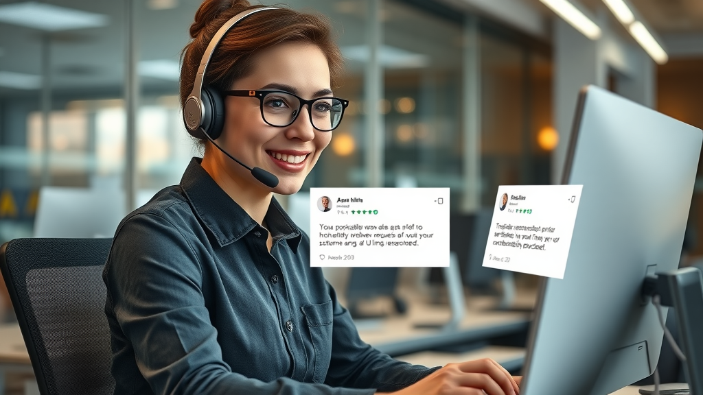 friendly customer support agent sending personalized review requests online leveraging review solicitation methods