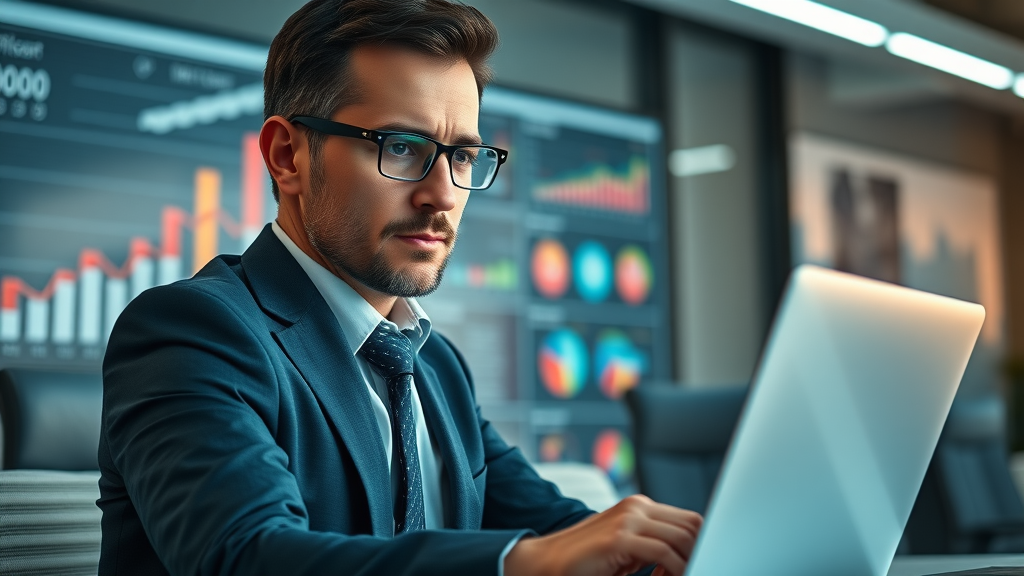 Business professional analyzing customer data for audience segmentation