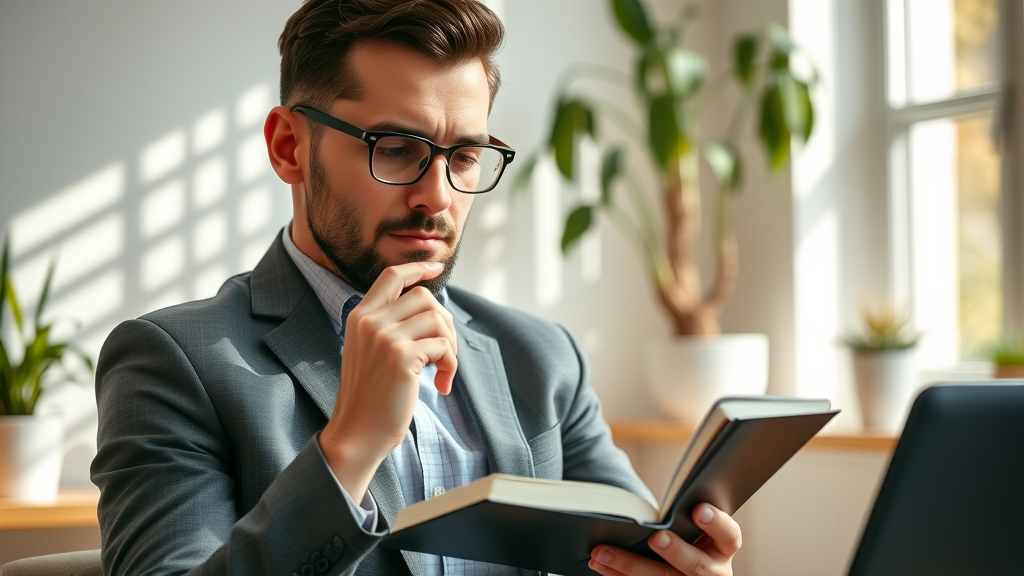 Small business owner developing content ideas and strategy in notebook