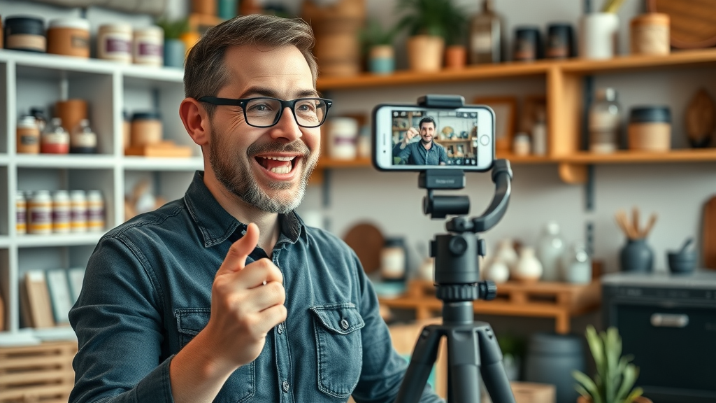 small business owner filming product demo video ideas for small business