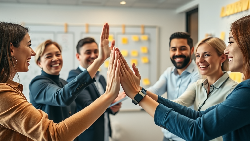 Inspired business team embracing growth mindset after handling negative feedback