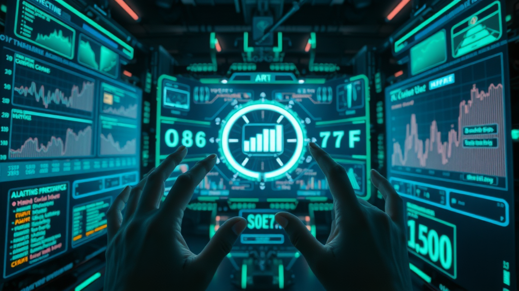 futuristic AI interface, analyzing social media data, social media algorithms predictions, glowing holographic screens, AI-driven