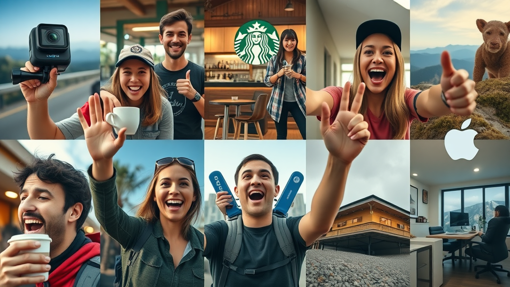 montage of ugc campaign success from GoPro, Starbucks, Apple, Airbnb