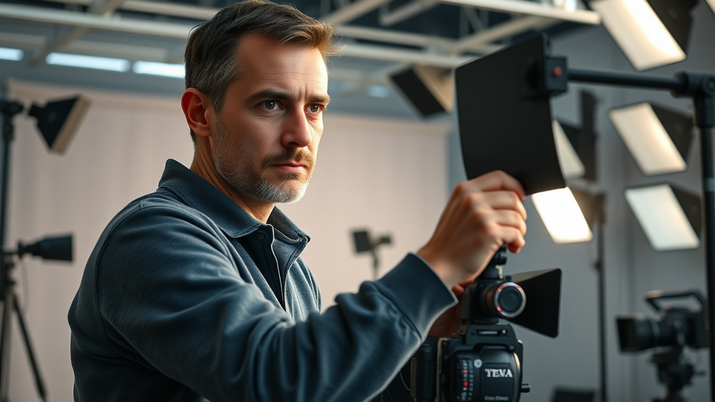 digital content creator studio lighting preparation for engaging video content, professional workspace