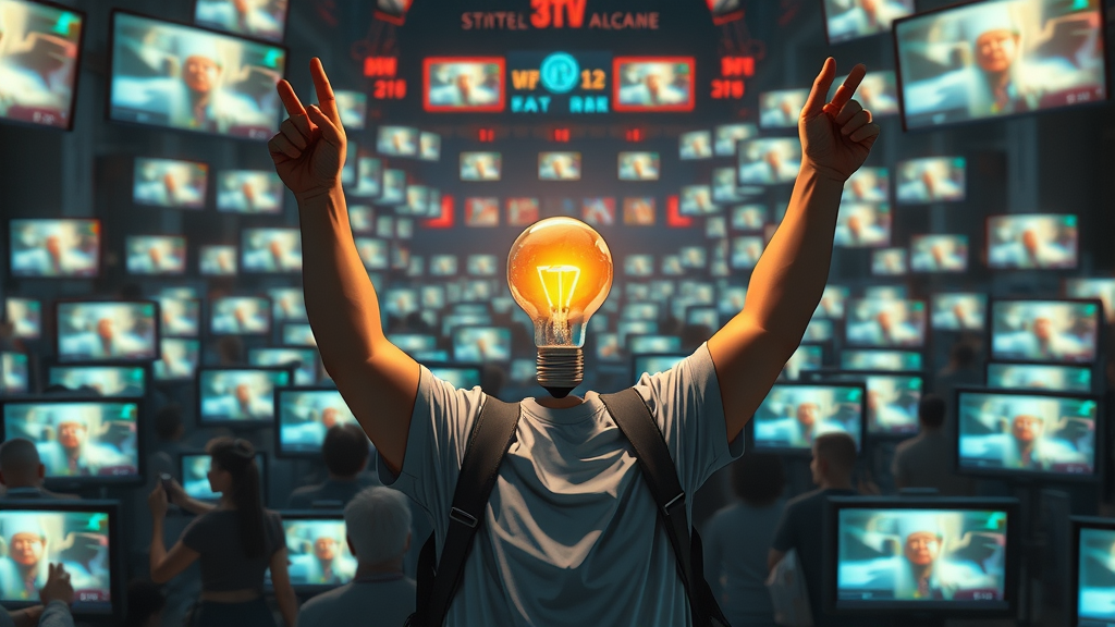 unique media video content imaginative creator glowing idea lightbulb